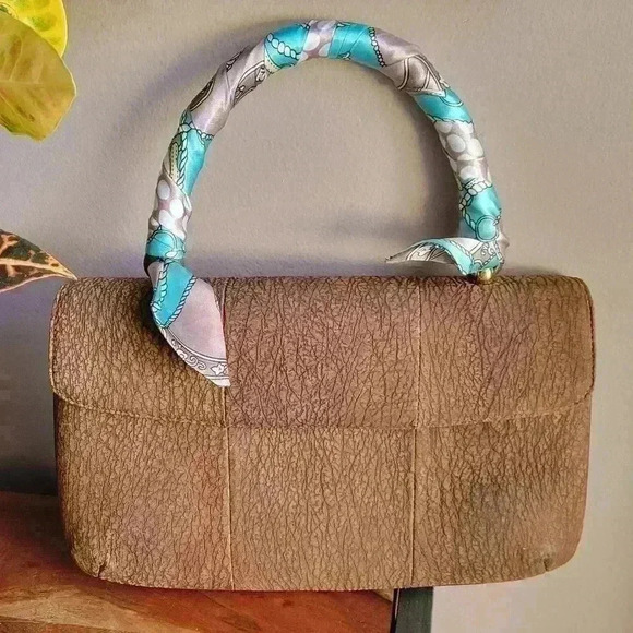 Rare Find Vintage TOHPO Brown Leather/Suede Bag Snap Button / Zip - Picture 1 of 10